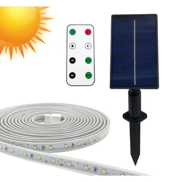 Outdoor Solar LED Strip 10m IP65 2700K - Solar strip lights