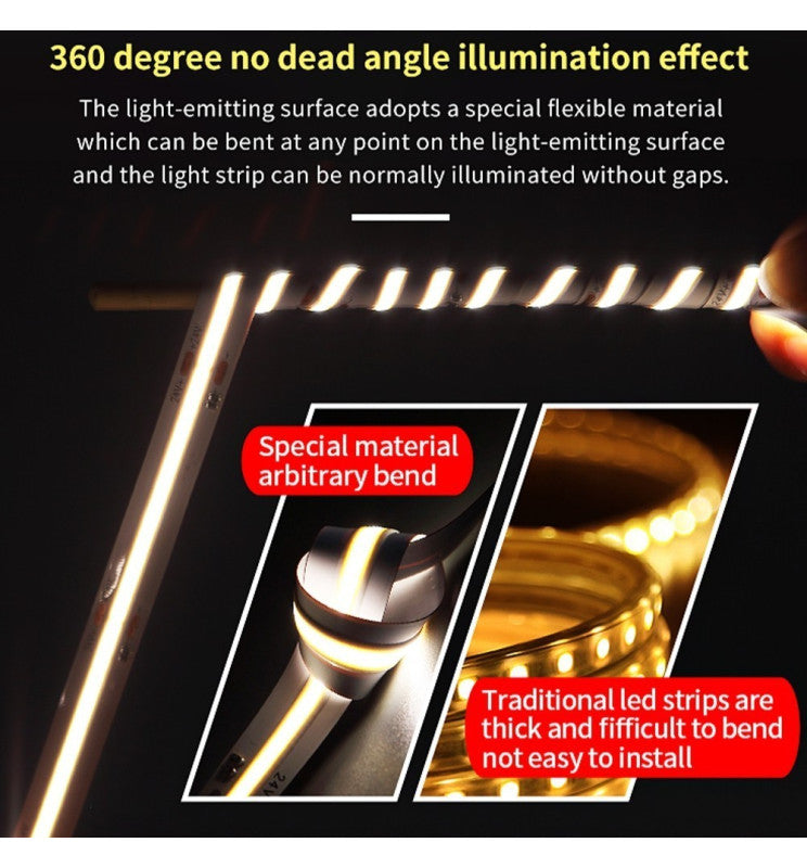 5m 24V LED Strip COB 15W/m 512LED/m 1800lm/m 10mm IP20 CRI90