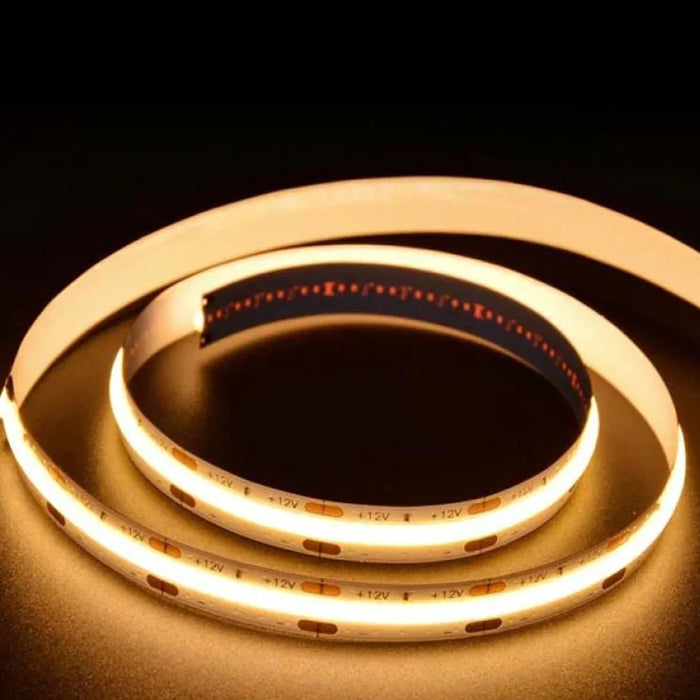 5m Self-adhesive 12V COB LED Strip 300LED/m 3000K - LED Strip - Ledex Lighting UK