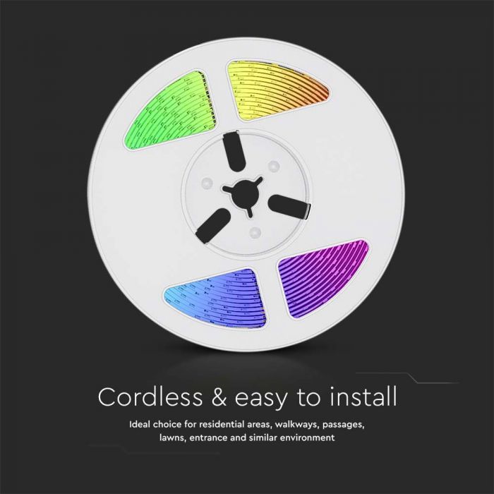 5m Solar LED Strip Kit 60LEDs/M RGB IP67 - Landscape Pathway Lighting - Solar Lighting