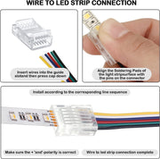 6-Core x 0.5mm Connector Cable for LED Strip RGB + CCT 12-24V - Cables - Track Lighting