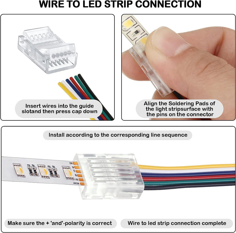 6-Core x 0.5mm Connector Cable for LED Strip RGB + CCT 12-24V - Cables - Track Lighting