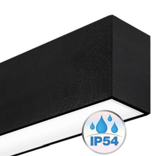 60W Linear MUNICH LED Batten in Black 1.5m IP54 4000K - LED Batten
