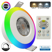 6W LED Downlight with Remote Control LUMILEDS Chip RGB CCT - Ceiling Light Fixtures - Downlights