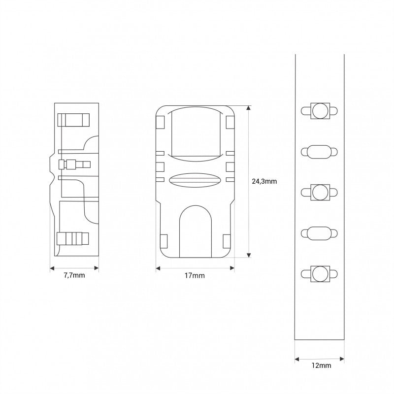 6 Pin Cable-to-strip Connector for 12mm LED SMD Strip 12V-24V RGB+CCT IP20