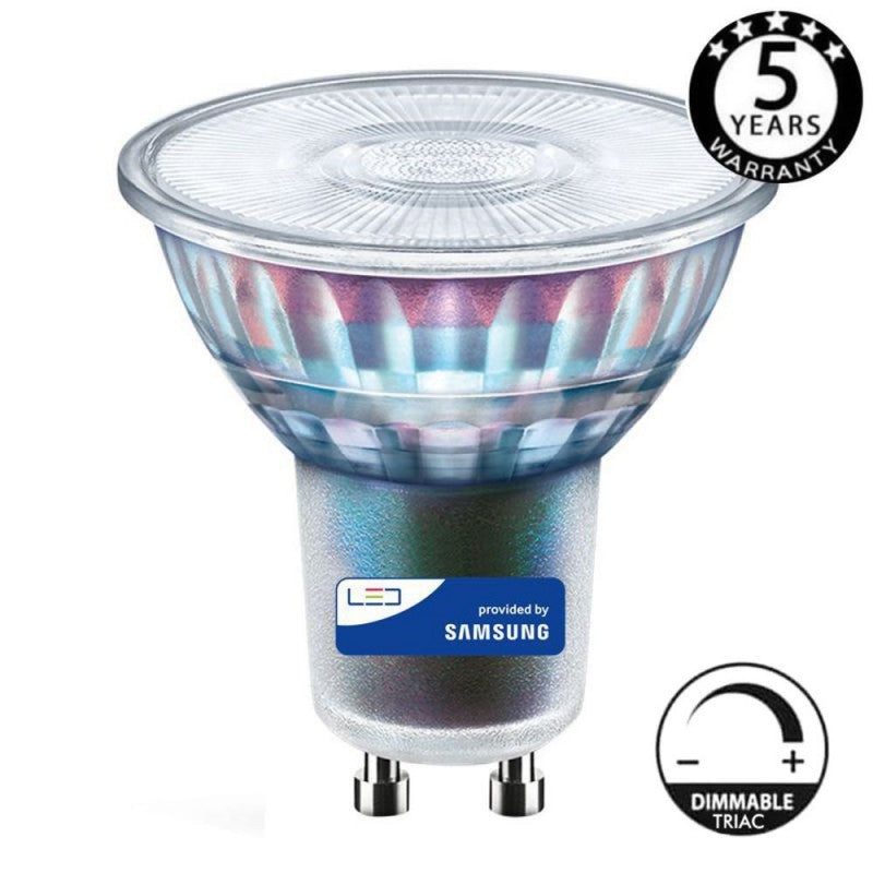 6W Dimmable GU10 Glass LED Bulb with SAMSUNG Chip 6000K - LED Light Bulbs - Lamps