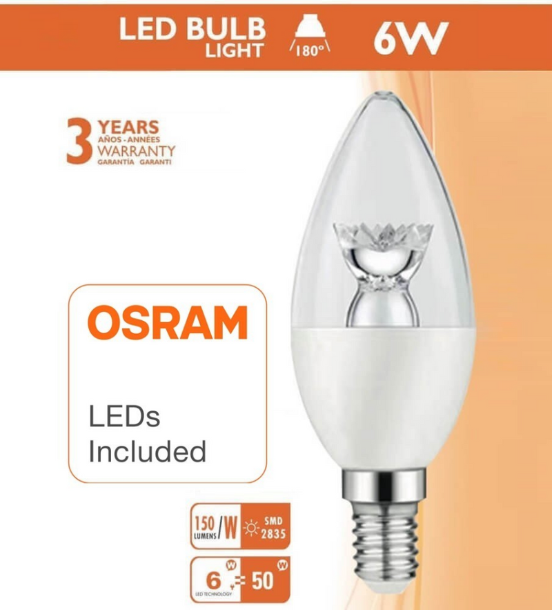 6W E14 LED Candle Bulb with Lens 4000K - LED Light Bulbs - Lamps