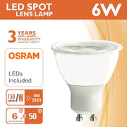 6W GU10 LED Bulb with OSRAM Chip Clear Cover 3000K - LED Light Bulbs - Lamps