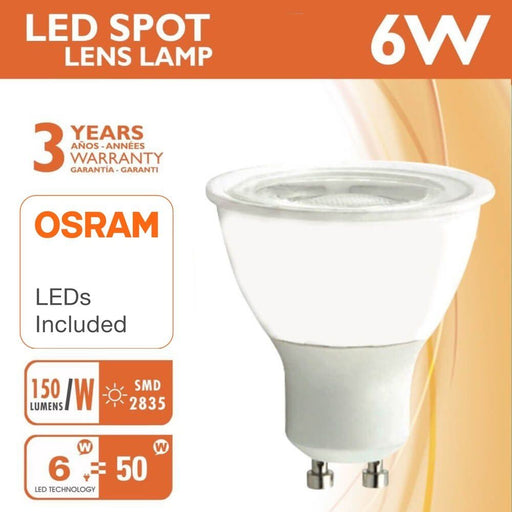 6W GU10 LED Bulb with OSRAM Chip Clear Cover 4000K - GU10 Bulb - Ledex Lighting UK