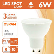 6W GU10 LED Bulb with OSRAM Chip Milky Cover 6000K - LED Light Bulbs - Lamps