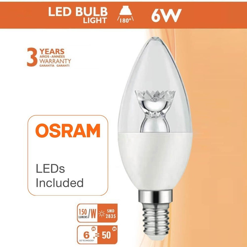 6W E14 LED Candle Bulb with Lens 6000K - E14 Candle Bulb