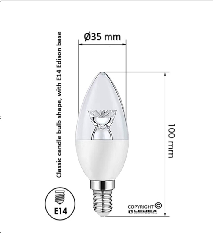6W E14 LED Candle Bulb with Lens 4000K - E14 Candle Bulb
