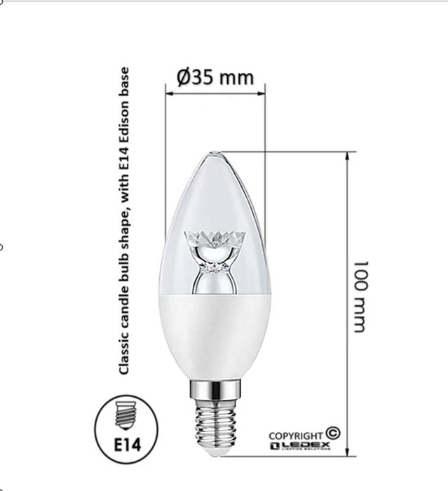 6W LED E14 Candle Bulb with Lens 4000K - E14 Candle Bulb