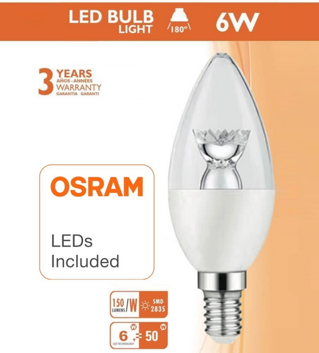 6W LED E14 Candle Bulb with Lens 4000K - E14 Candle Bulb