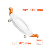 6W Round Slim LED Downlight with OSRAM Chip 4CCT - Ceiling Light Fixtures - Downlights