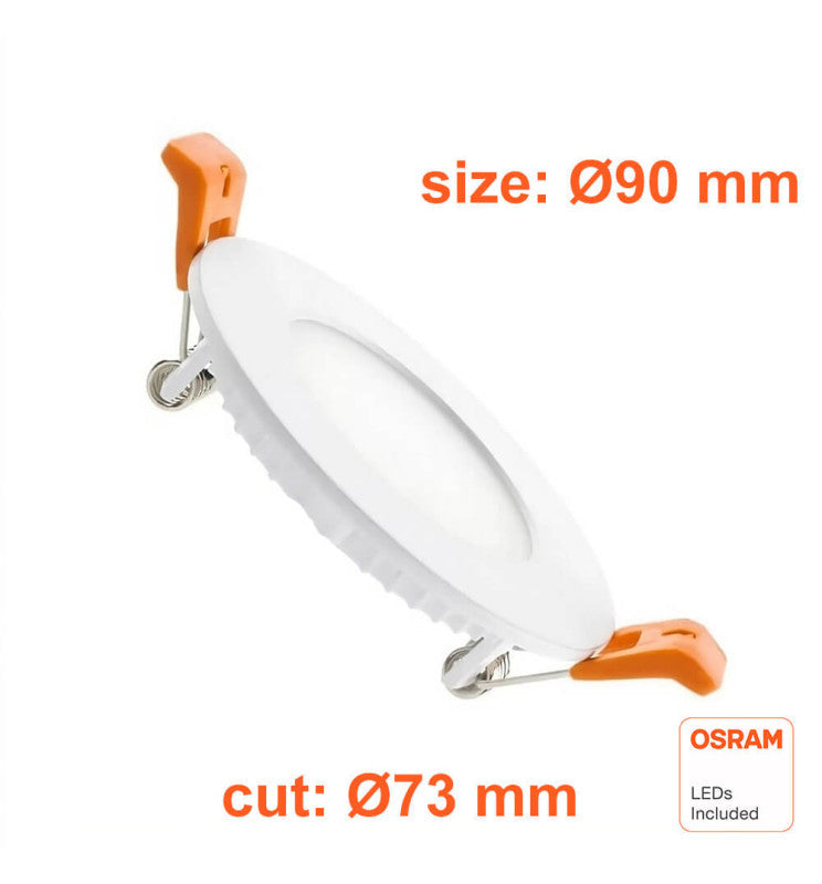 6W Round Slim LED Downlight with OSRAM Chip 4CCT - Ceiling Light Fixtures - Downlights