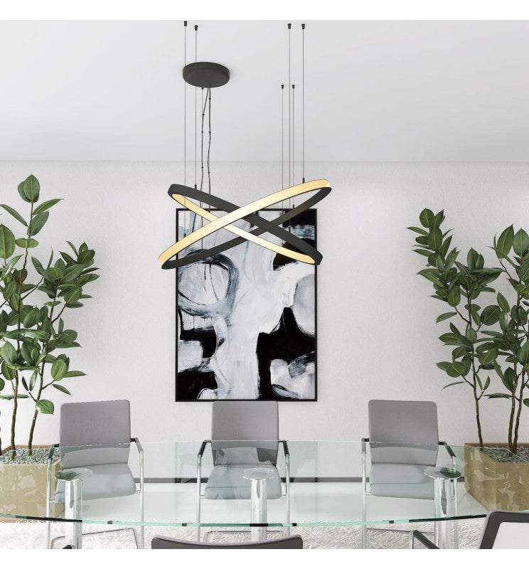77W Circular SPACE VENUS LED Pendant Light in Black 120cm - Ceiling Light Fixtures - Linear Lights