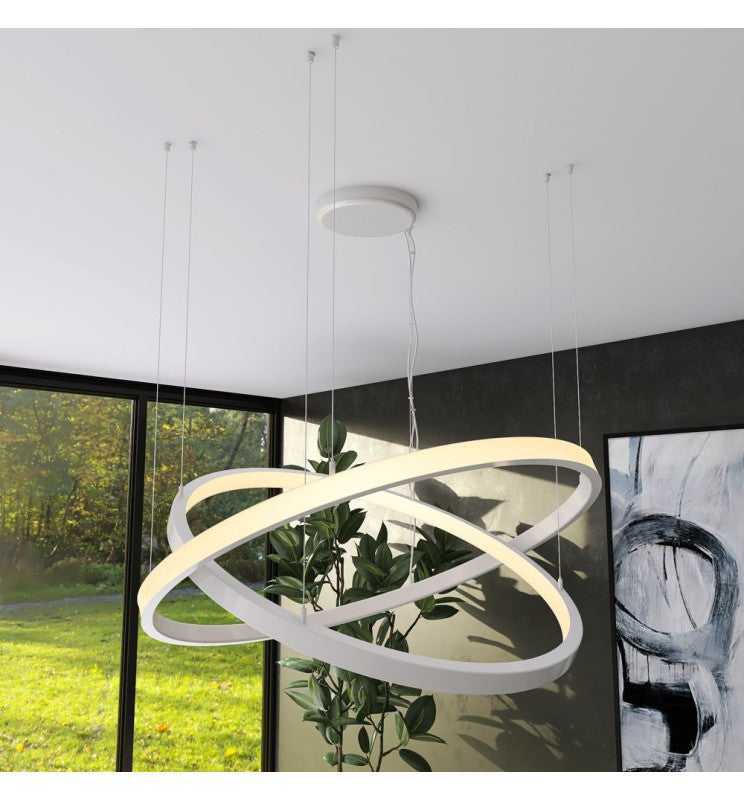 77W Circular SPACE VENUS LED Pendant Light in White 120cm - Ceiling Light Fixtures - Decorative Lighting