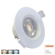 7W Round LED Downlight in White with OSRAM Chip IP54 3 CCT - Ceiling Light Fixtures - Downlights
