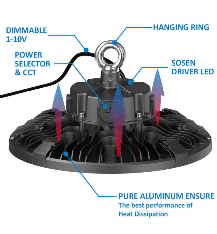 80W 100W 150W Dimmable FRANCE LED UFO High Bay with SAMSUNG Chip 3 CCT - Ceiling Light Fixtures - High Bays