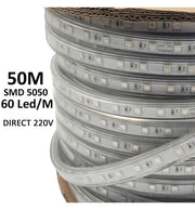 8W Dimmable LED Strip 220V RGB IP65 with Remote - 50m - Light Ropes & Strings - Strip Lights
