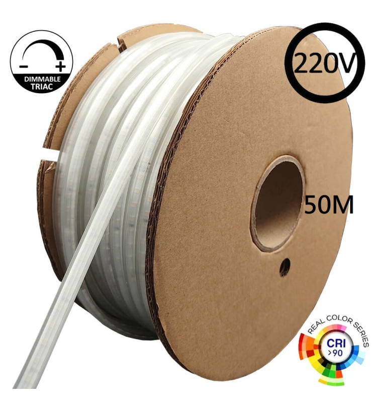 8W Dimmable LED Strip with Rectifier Cable 50m 5700K - Light Ropes & Strings - Strip Lights