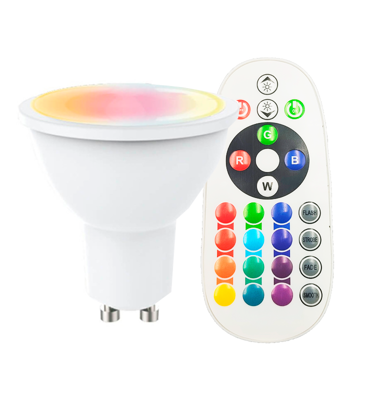 8W GU10 LED Bulb with Remote Control RGB 3000K - LED Light Bulbs - Lamps