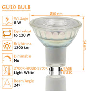 8W HIGH LUMINOSITY LED GU10 Bulb - Glass - 24º 2700K - LED Light Bulbs - Lamps