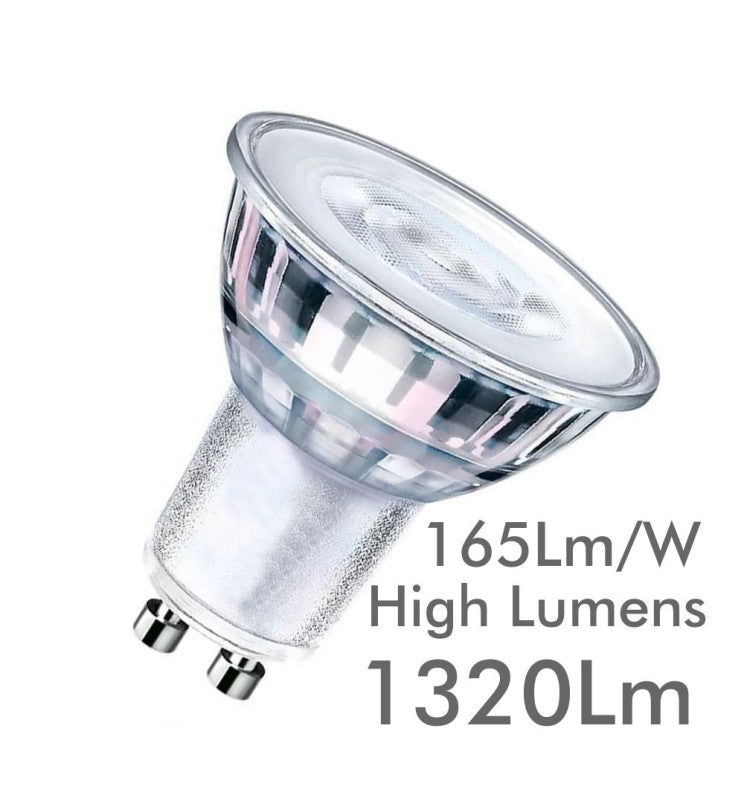 8W HIGH LUMINOSITY LED GU10 Bulb - Glass - 24º 2700K - LED Light Bulbs - Lamps