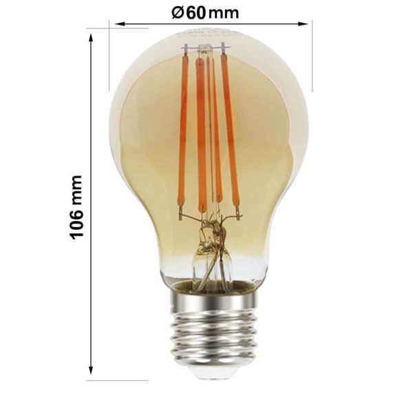 8W Dimmable E27 LED Filament Bulb 2200K - E27 Retro