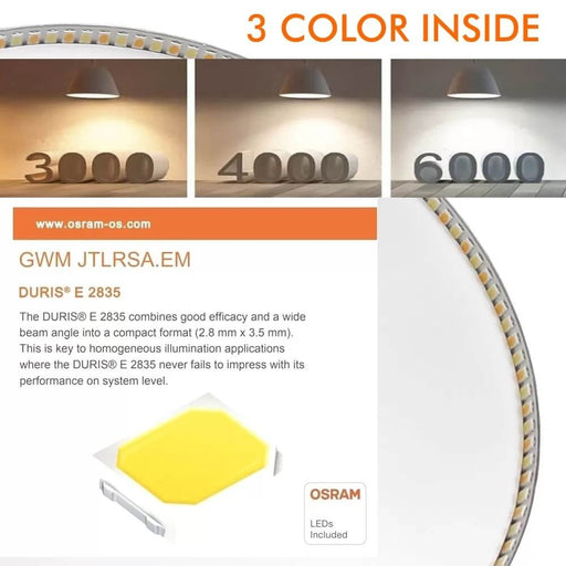 8W Round LED Downlight with OSRAM Chip 3 CCT UGR17 - LED Downlight