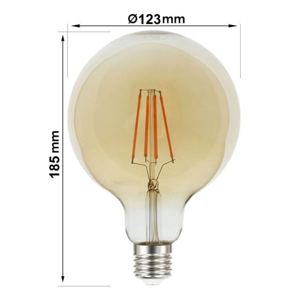 8W Vintage Filament LED Bulb E27 Dimmable 2200K - E27 Retro - Ledex Lighting UK