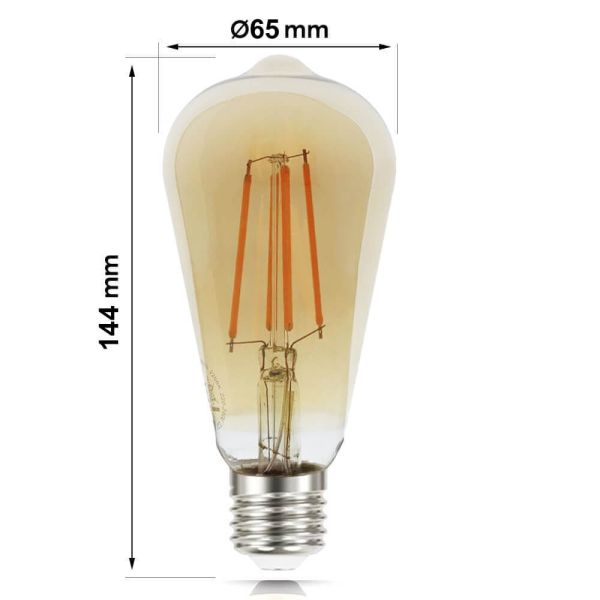 8W Vintage Filament ST64 LED Bulb E27 Dimmable 2200K - E27 Retro - Ledex Lighting UK