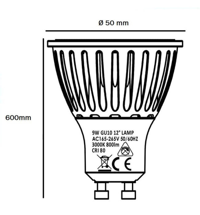 9W Ceramic COB LED Bulb GU10 3000K - LED Spotlight - Ledex Lighting UK