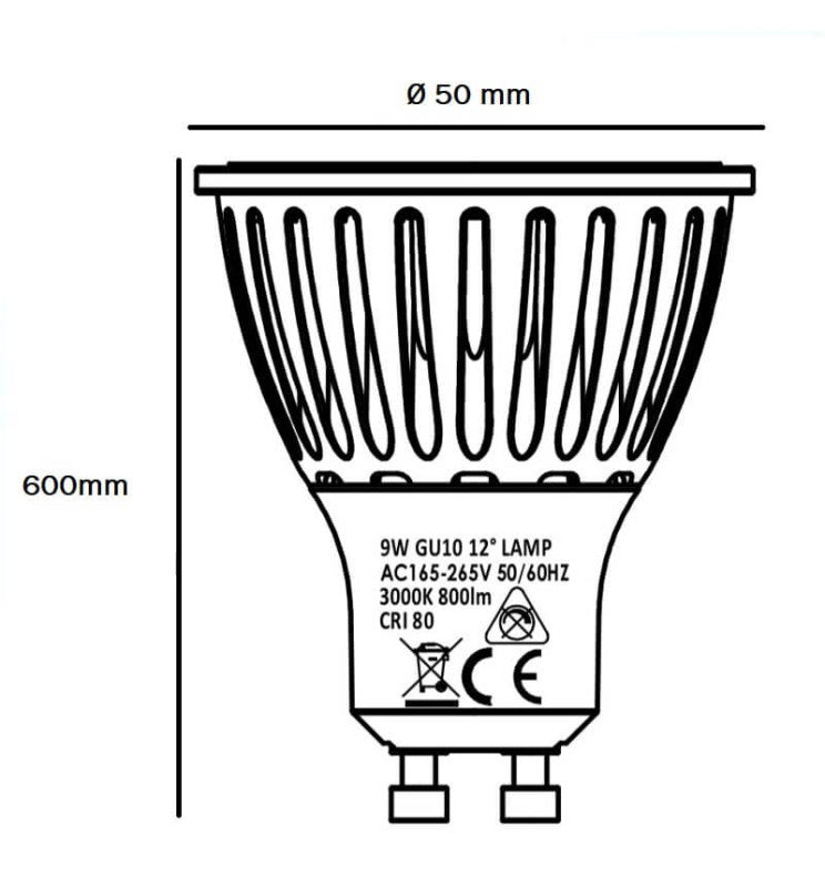9W Ceramic GU10 Energy Saving LED Light Bulb 3000K - LED Light Bulbs - Lamps