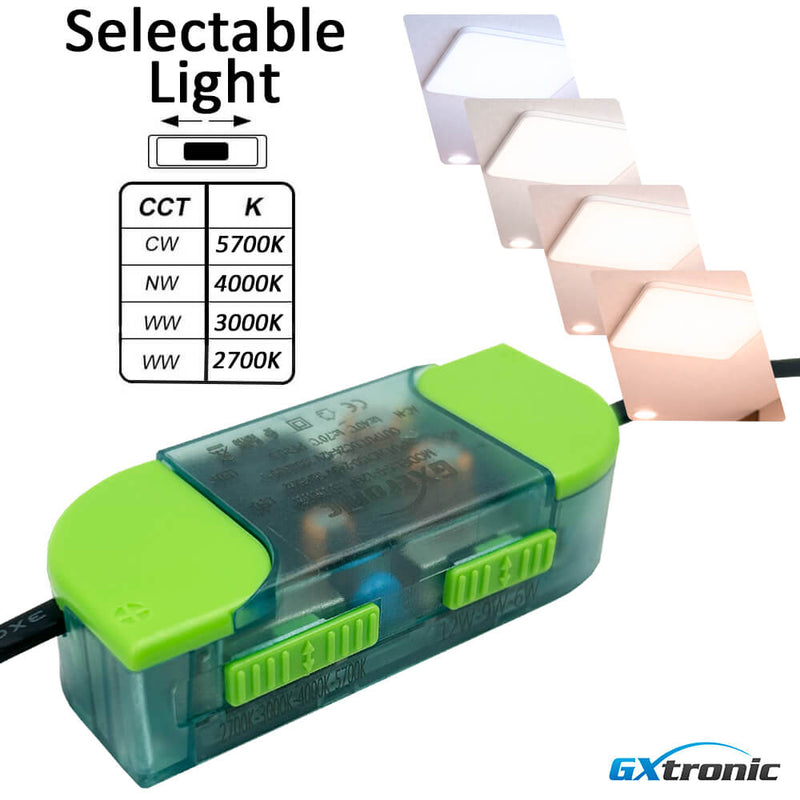 6W/9W/12W Selectable Square LED Downlight Frameless Adjustable Cut out 50-100mm 4CCT IP20