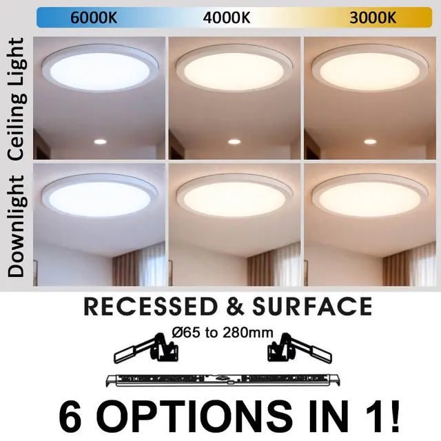 6W-12W-18W Circular LED Ceiling Light NEW MOSS SLIM 3CCT IP44