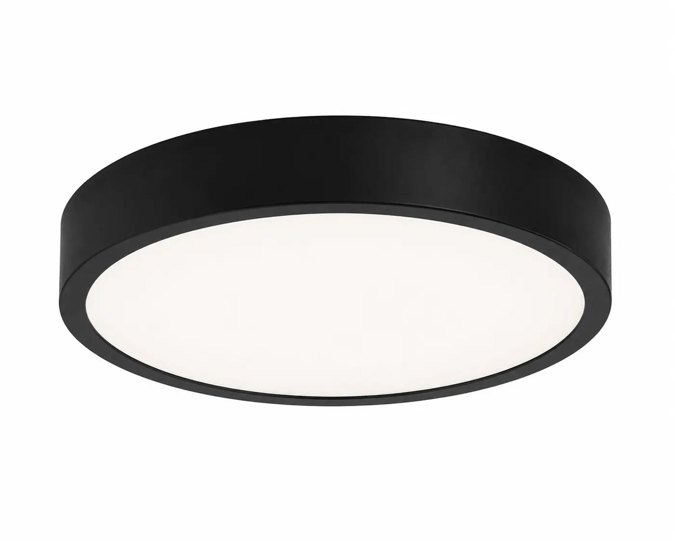Black round ceiling light fixture on a white background