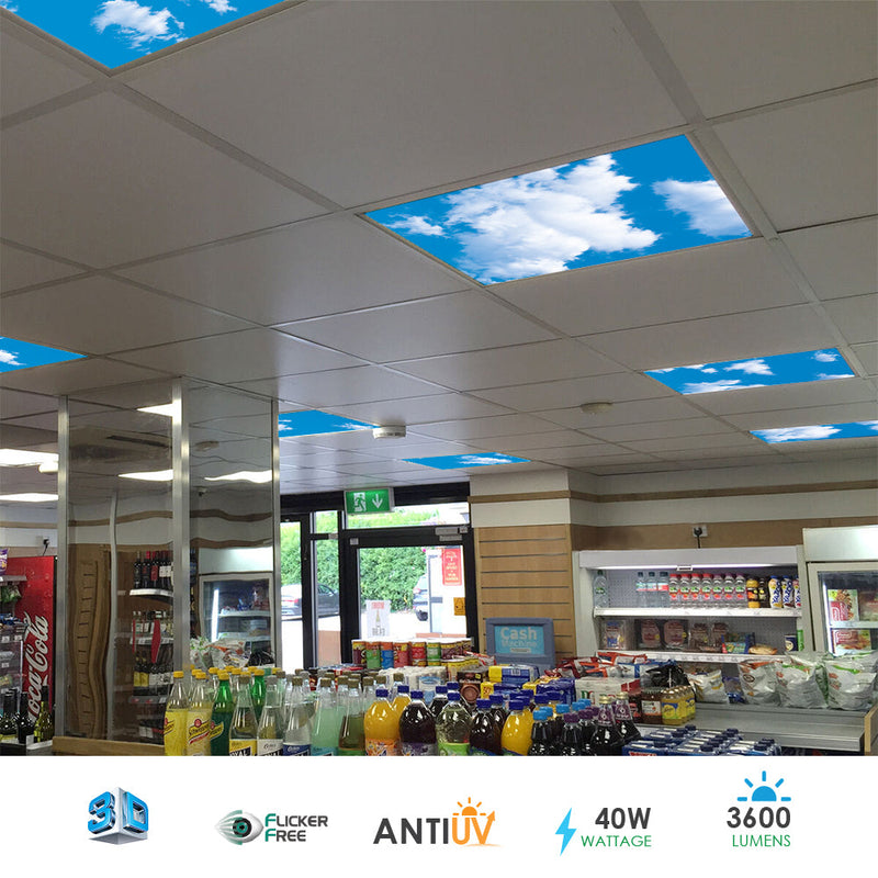 40W Set Of 6 SKY Cloud LED ceiling Panel 3D Effect 60x60cms - Lighting - Panels
