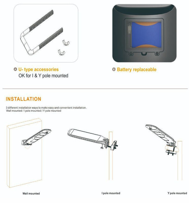 Solar LED Street Light - With motion sensor 6000K