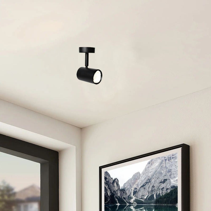 Round GU10 Single Ceiling Spotlight in Black - Flood & Spot Lights - Downlights