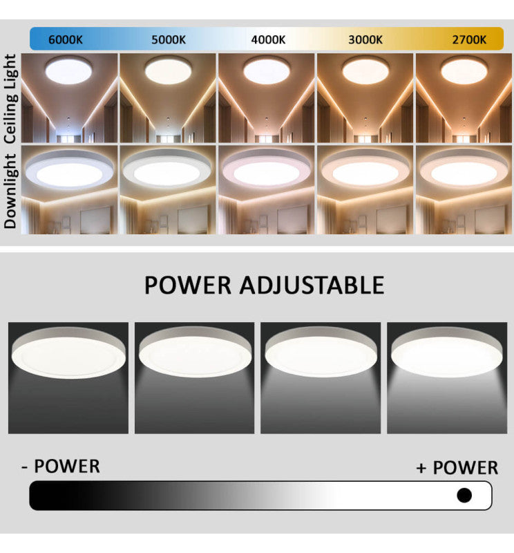 18W to 12W Adjustable Power BONN LED Downlight White 5 CCT - LED ceiling lighting