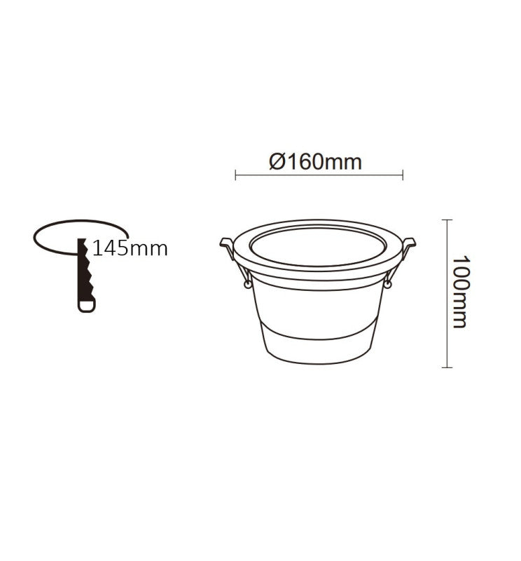 30W Circular LED Downlight GXtronic CRI+92 Cut-out Ø145mm 3CCT IP65