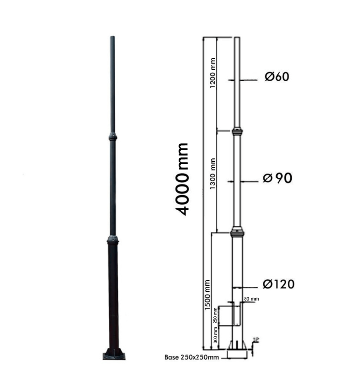 Column for public lighting - Aluminum - 4 meters - Lamp Post Mounts - Street Lights