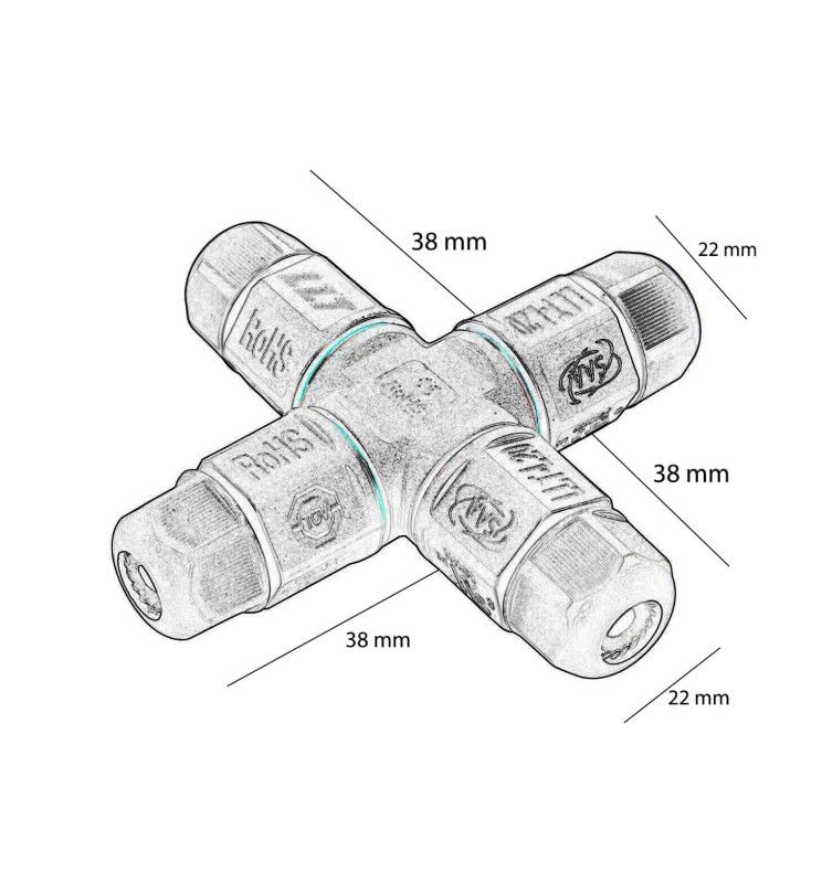 Cross Cable Connector - X - IP68 for professional installations - Electronics Component Connectors - Accessories