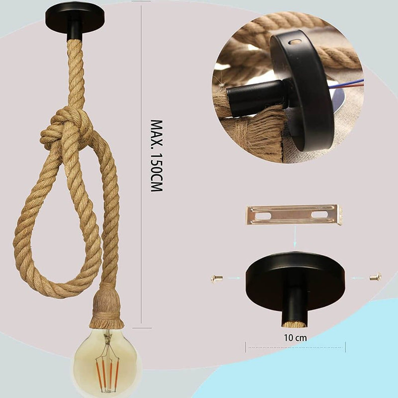 Decorative Pendant Rope Lamp Holder for E27 LED Bulbs - Light Ropes & Strings - Downlights