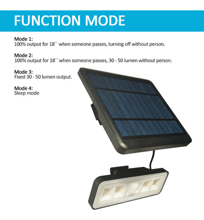 Solar LED Sconce with Detachable Panel - 1000 Lumens - PIR Motion Sensor - 4000K