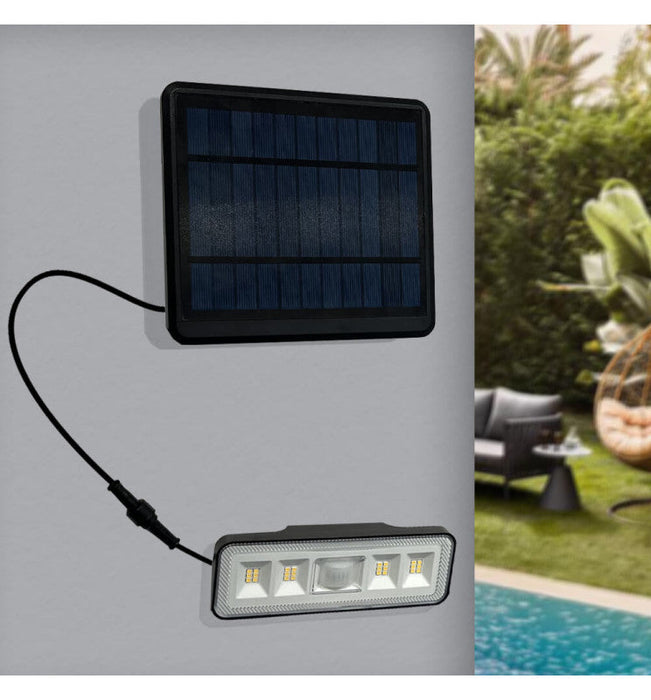 Solar LED Sconce with Detachable Panel - 1000 Lumens - PIR Motion Sensor - 4000K