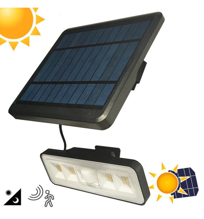 Solar LED Sconce with Detachable Panel - 1000 Lumens - PIR Motion Sensor - 4000K