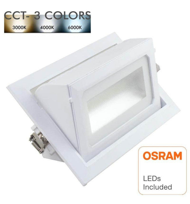 40W Square Recessed Adjustable LED Downlight OSRAM Chips CCT